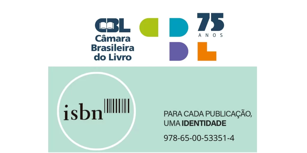 Logotipo da Câmara Brasileira do Livro comemorando 75 anos e destacando o ISBN como identificador único para publicações.
